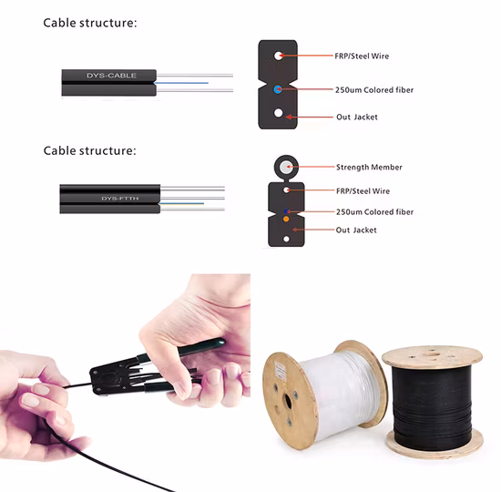 OEM Single/Multi Upc APC FTTH Flat Drop Fiber Optic/Optical Cable Patch Cords