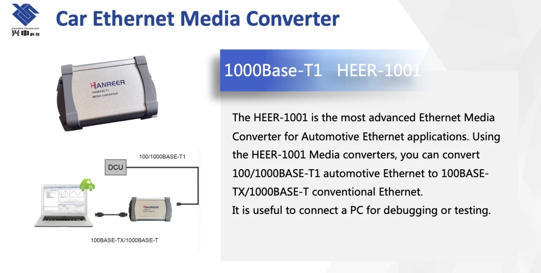 Car Ethernet 100/1000BASE-T1 Media MATEnet SFP Converter for Automotive Ethernet and Communication with CE RoHS FCC Certificate approved EMC Test