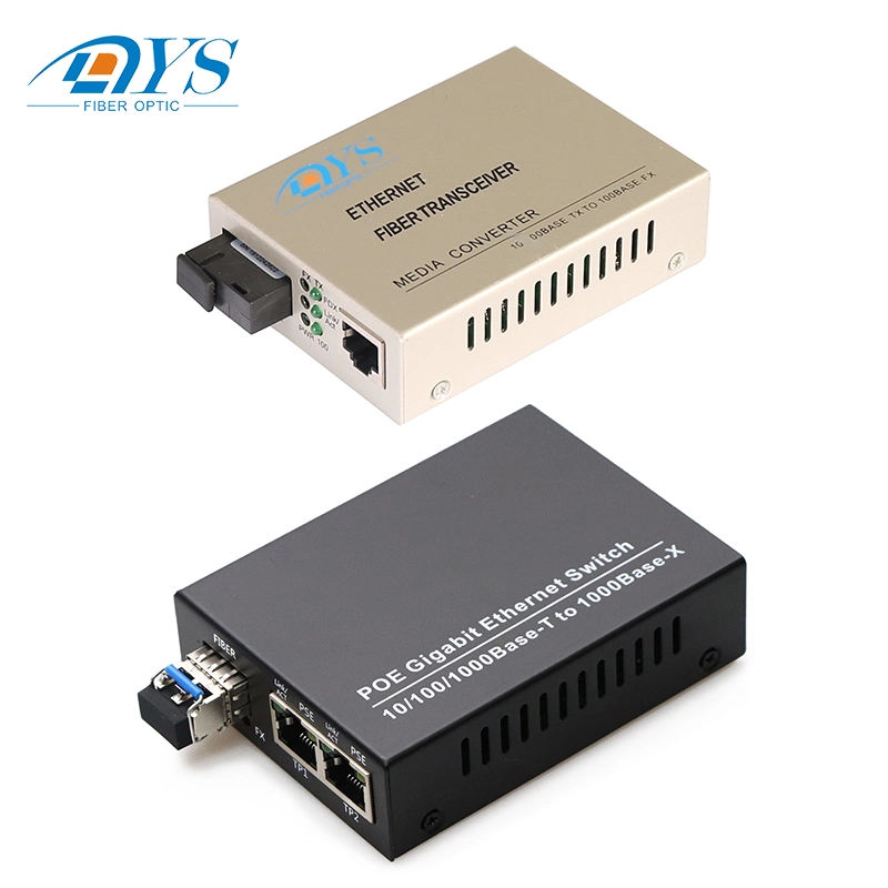 Ethernet 10/100m/1000m Fiber Optic 10g 20km SFP Port RJ45 Fiber Optical Media Converter with Sc/LC/St Connector