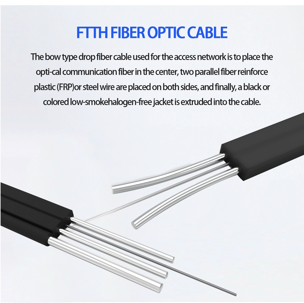 China Supplier PVC Insulation Self-Support LSZH Singlemode/Multimode Fiber Optic Flat FTTH Drop Cable