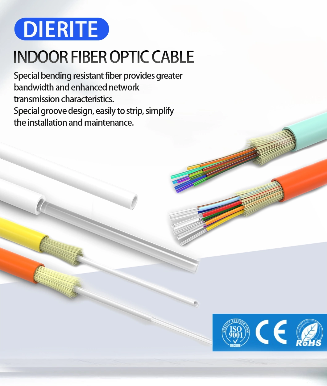 China Supplier PVC Insulation Self-Support LSZH Singlemode/Multimode Fiber Optic Flat FTTH Drop Cable