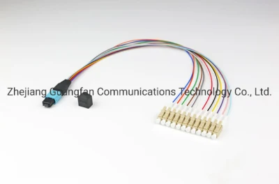 Optical Fiber 10g / 40g Optical Cable Assembly MPO to LC Om3 Breakout Fiber Optic Patch Cord